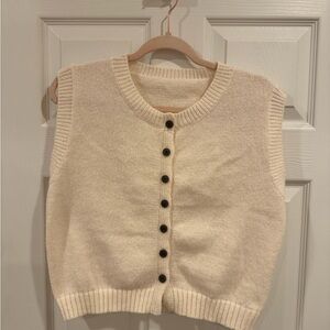 Amazon Cream Women's Button-Up Sweater Vest